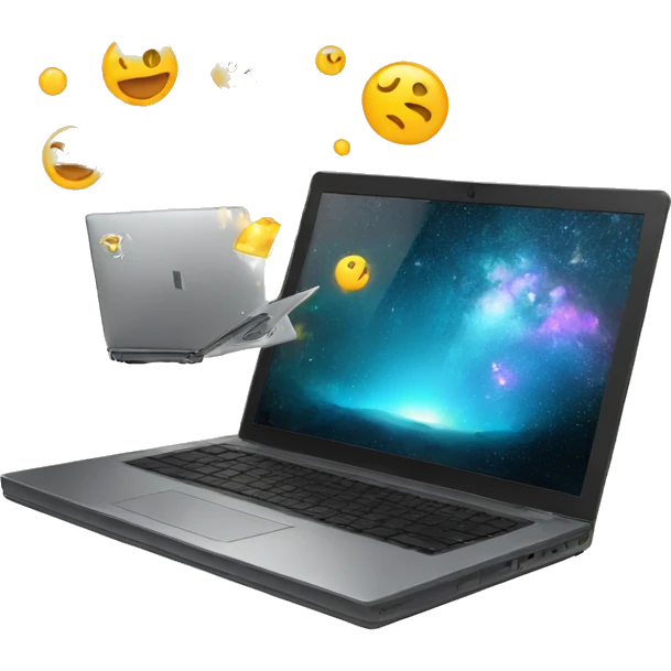 laptop and magic emoji