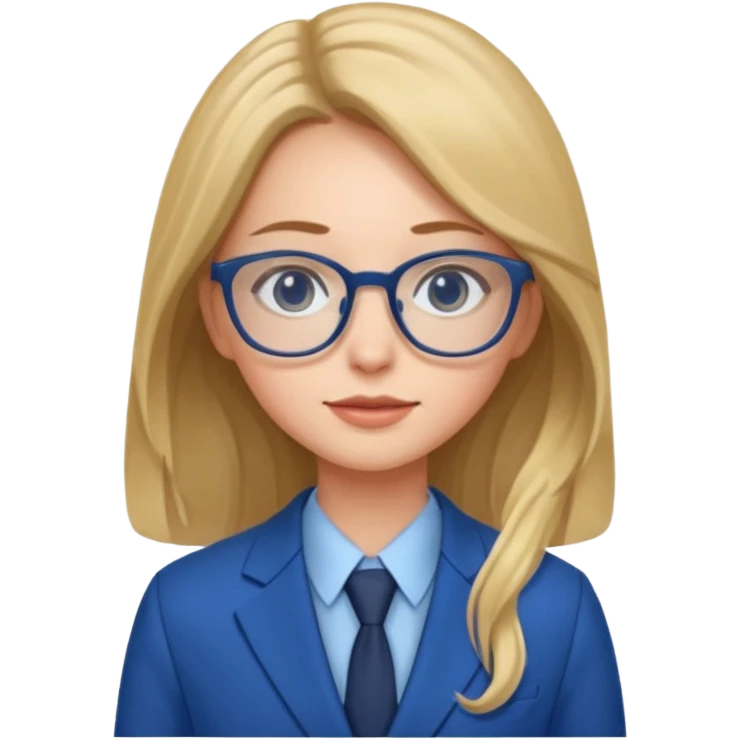 long hair girl with eyeglasses and blue suit emoji