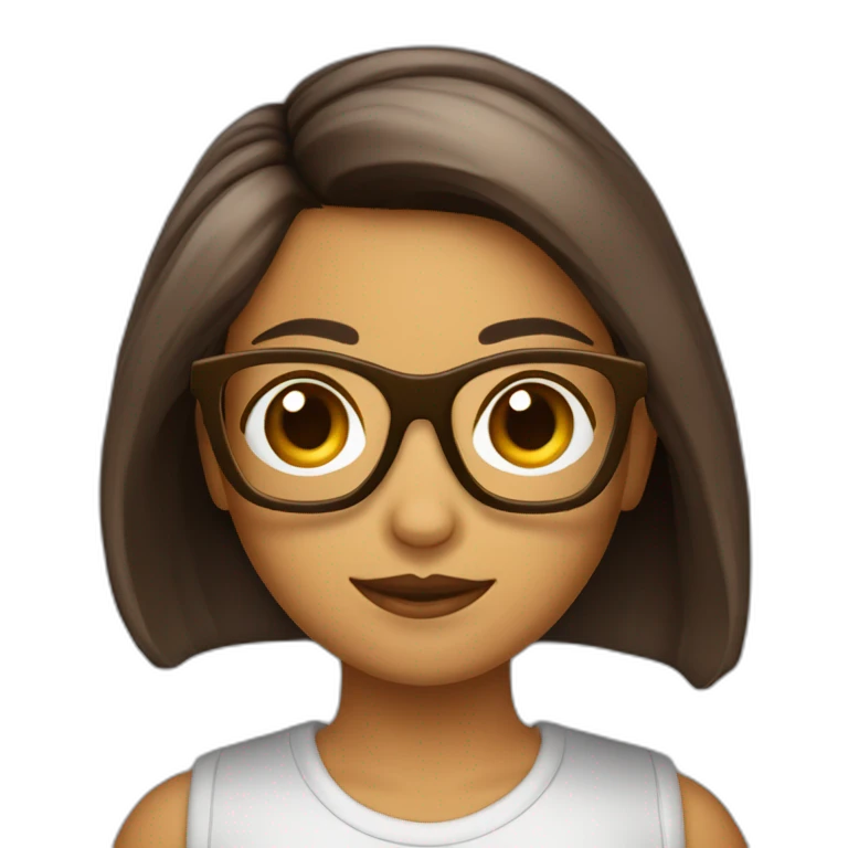 Chica pelo corto liso y marrón con gafas emoji