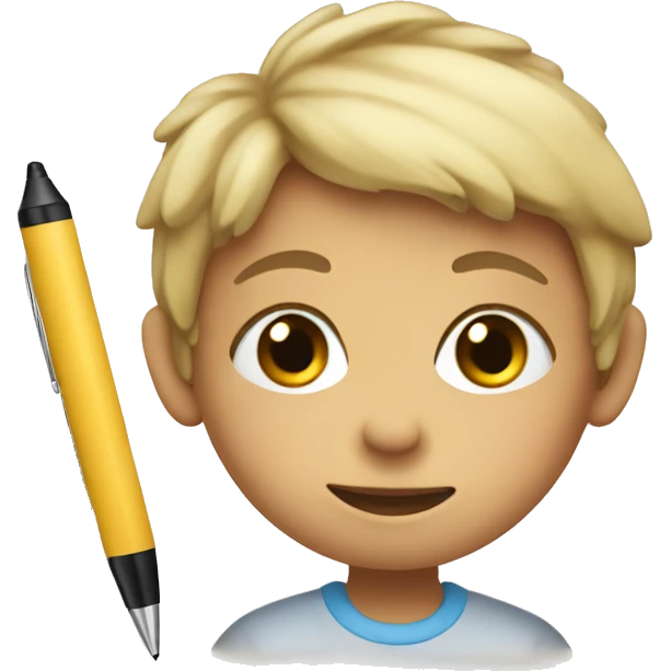 child with paper and pen emoji