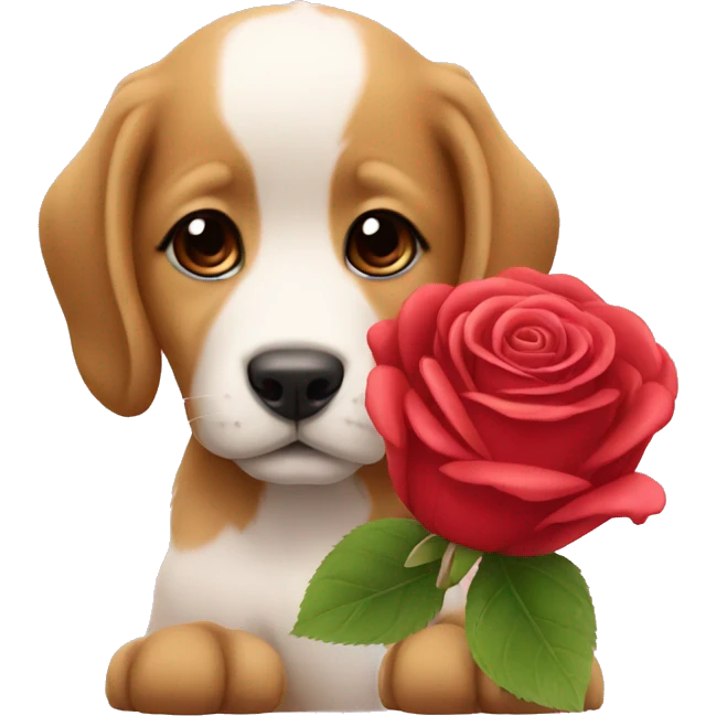 Roses with a puppy emoji