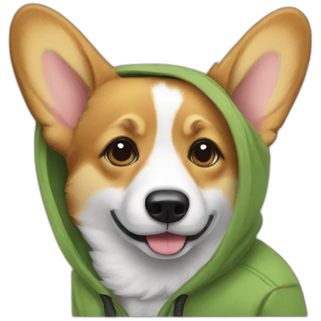 corgi wearing a hoodie emoji