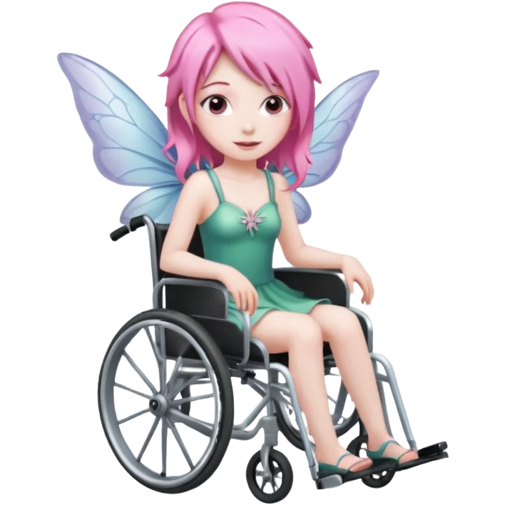 Female fairy with pink hair in a wheelchair emoji