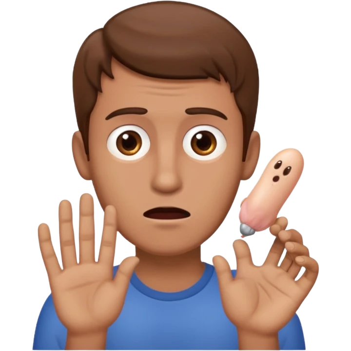 Guy scared to touch a penis  emoji