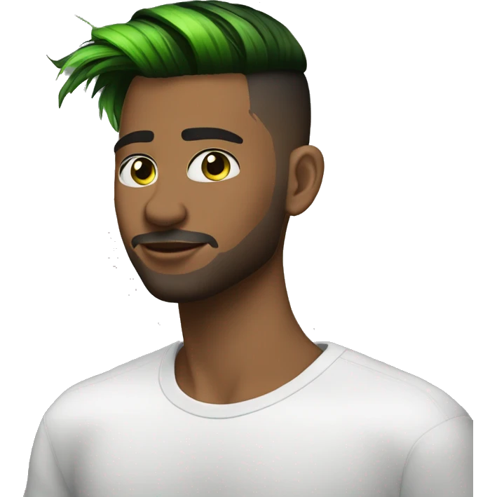 Dj con peinado undercut, cabello negro y ojos verdes emoji