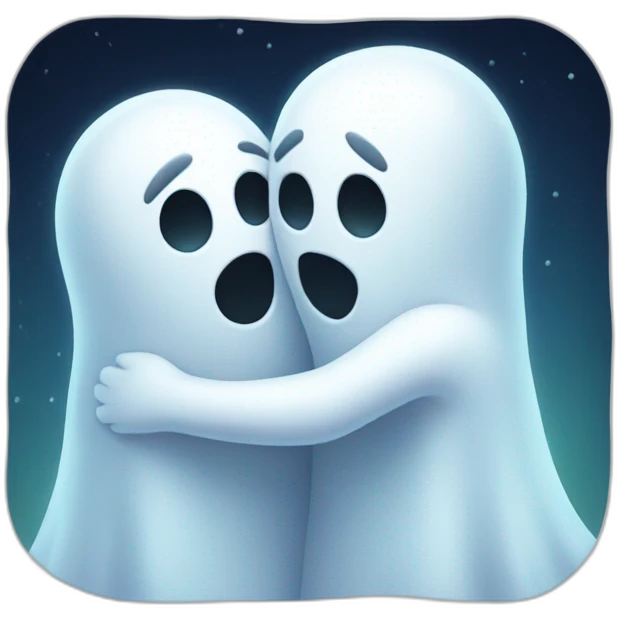 two hugging ghosts emoji