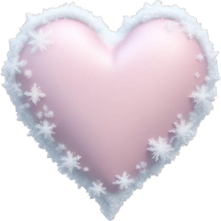 Frozen pale pink heart with snow on top emoji