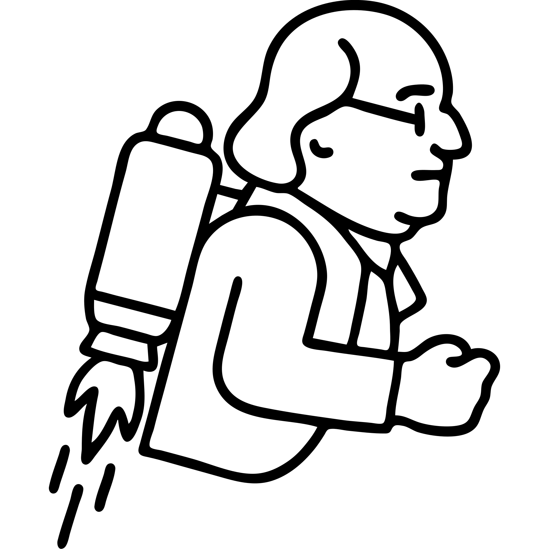 Ben Franklin wearing a jetpack, flat icon style, black outline, no fill, suitable for a startup logo emoji