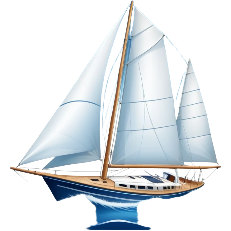 An icon featuring a sleek sailboat with billowing sails cutting through the waves. The design includes the boat's mast, a wind-filled sail, and water splashes, symbolizing the thrill and skill of sailing. Transparent background highlights the elegance and power of wind-driven sports. emoji