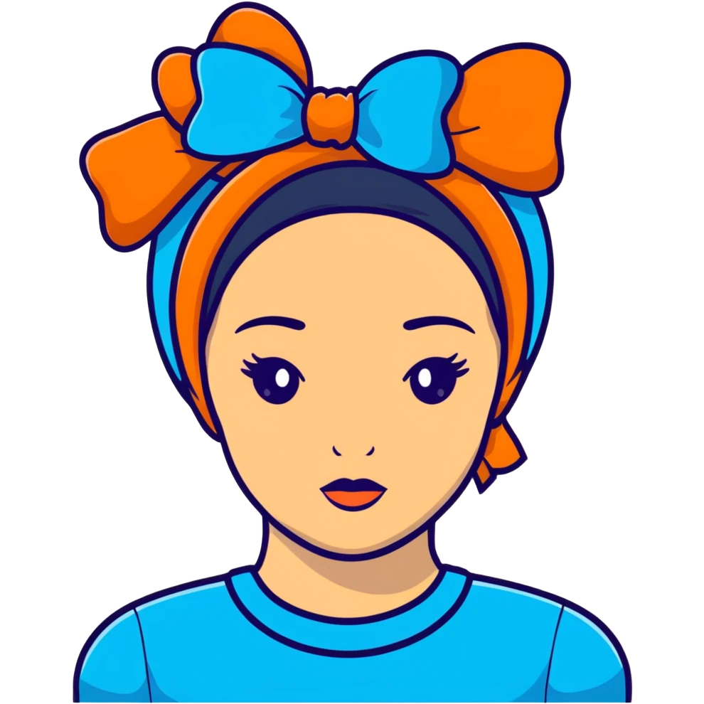 woman wearing a blue bow on her head emoji
