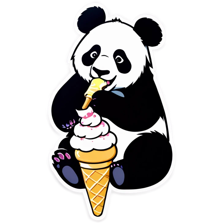 Panda eating ice cream emoji