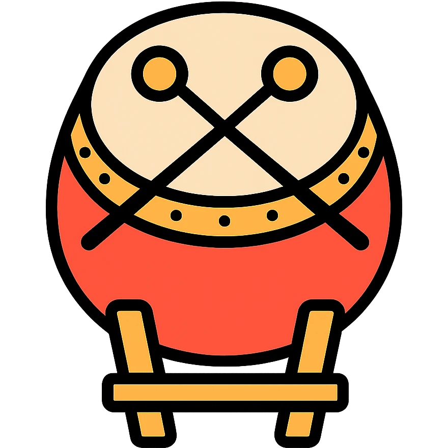 sino Chinese drum icon in color outline style emoji