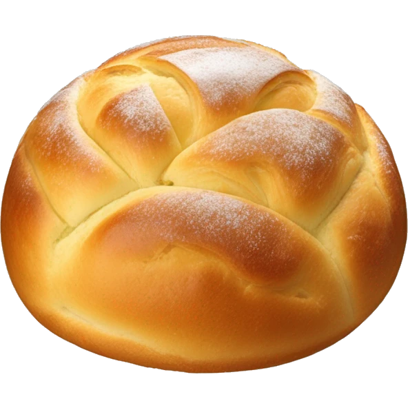 Boule de brioche ronde coupée au milieux avec crème fouettée blanche au centre recouvert d’éclat de pistache  emoji