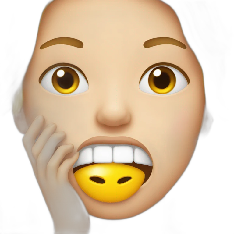 Emoji emotional and hand closed in front of mouth emoji