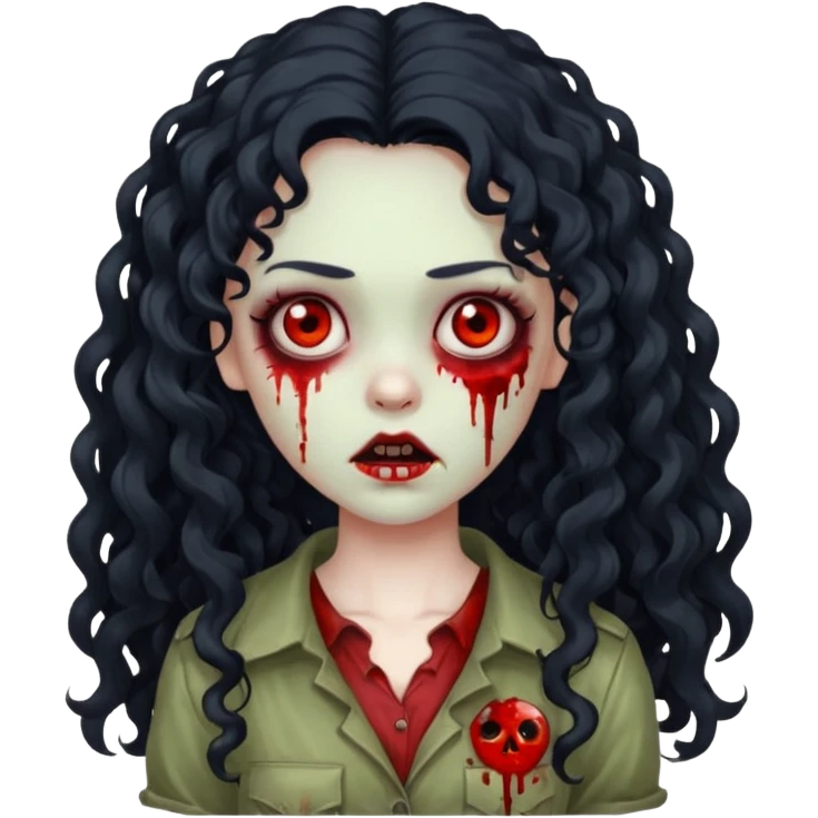 garota zumbi com cabelo cacheado longo oreto emoji
