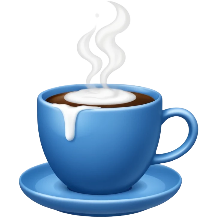 blue coffee cup with steam, no face emoji