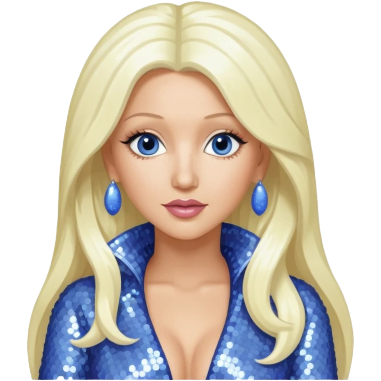 Christina Aguilera with long platinum blonde hair, periwinkle sequin outfit  emoji