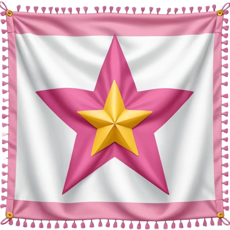 Bandera rosada con una estrella 💫 y franjas blancas emoji