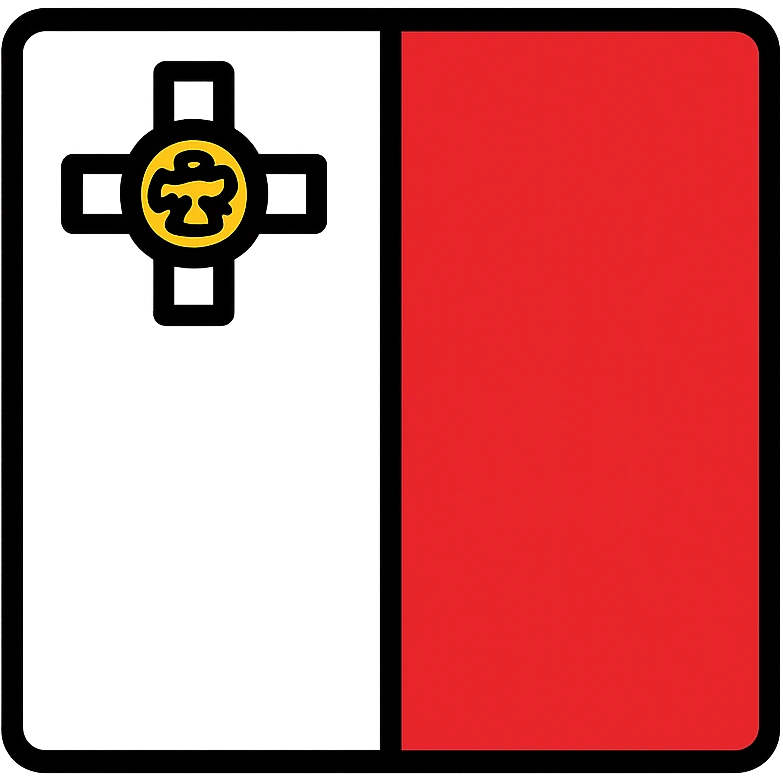 national flag of Malta, white and red vertical halves, George Cross in the top left, minimal vector style emoji