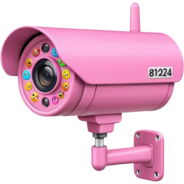 Security Camera pink with stickers 812 emoji