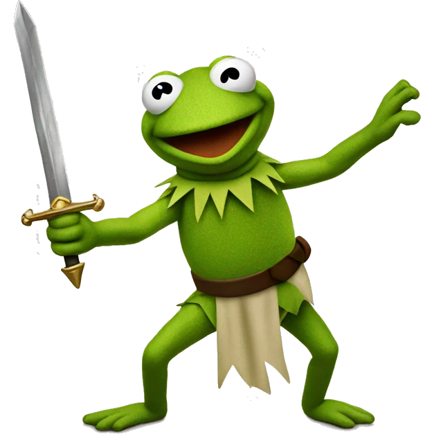 Kermit the Frog with sword emoji
