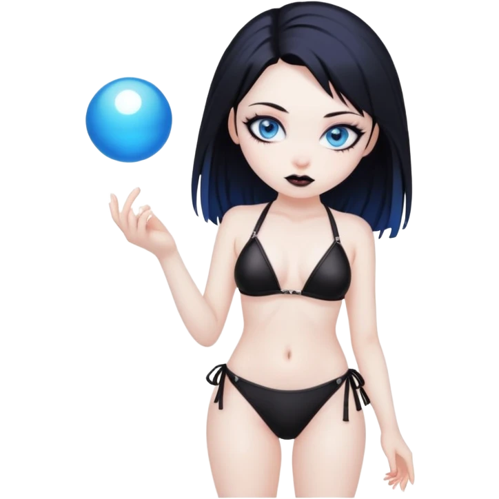 Goth girl with blue eyes in naughty bikini  emoji