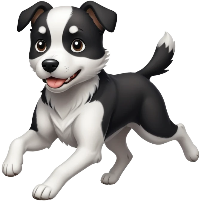 fast running black and white dog emoji