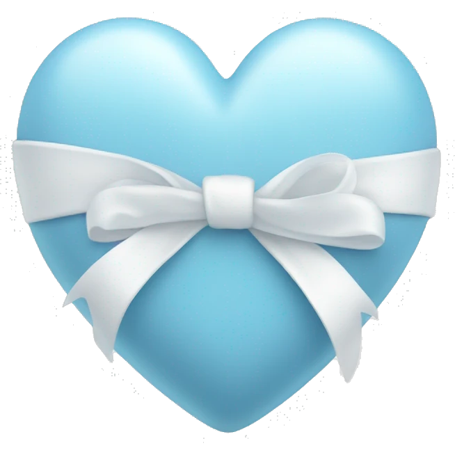 baby blue heart with white ribbon emoji