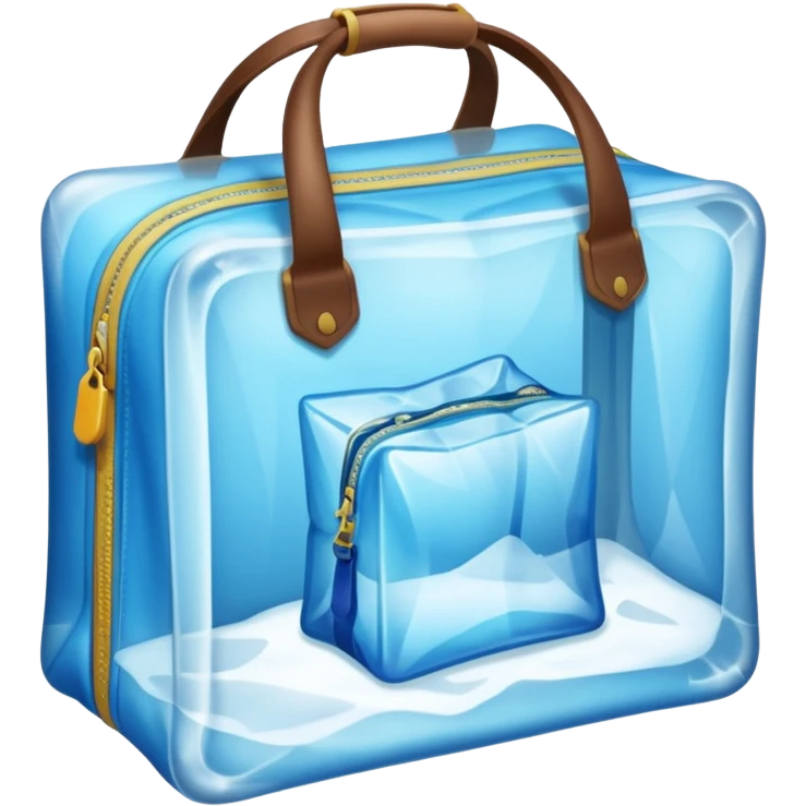clothes and bag inside ice cube emoji