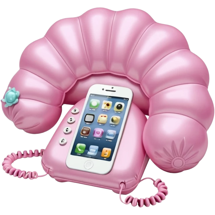 vintage rococo pale pink inflatable puffy shell phone emoji
