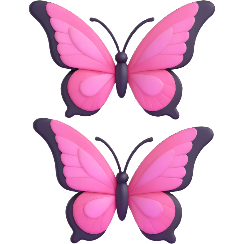 minimal 3D gothic butterfly hair clip, pink wing, simple and elegant emoji