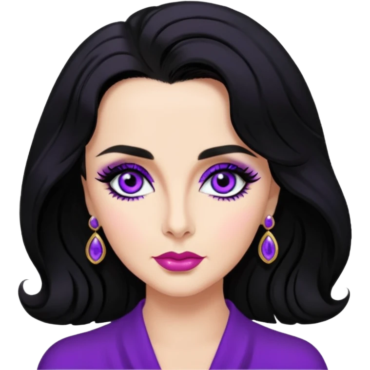 Elizabeth Taylor with violet eyes, black hair emoji