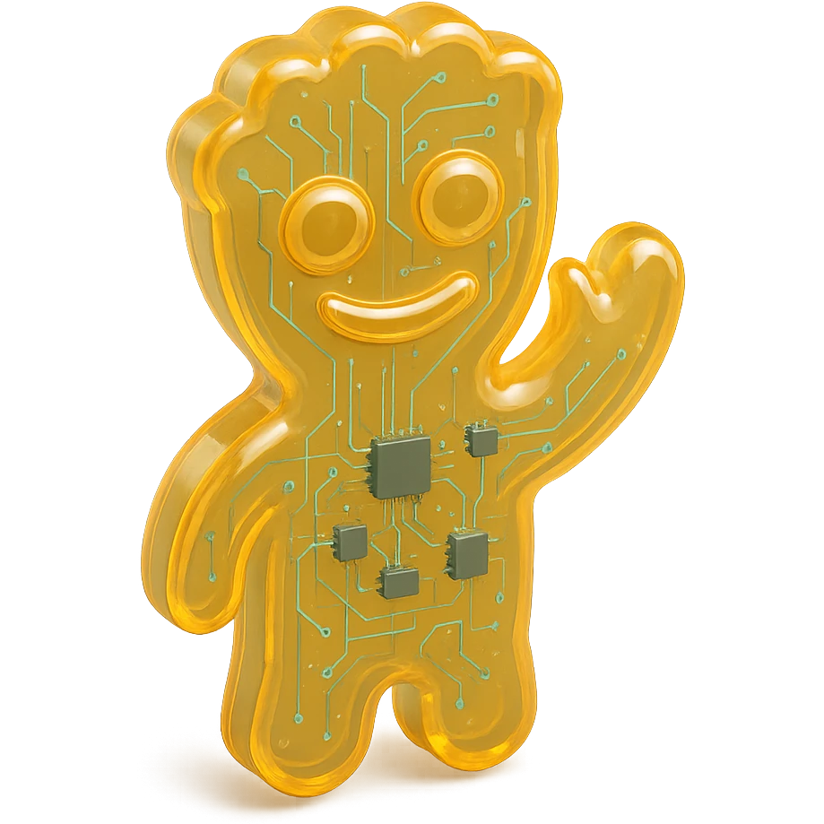 a sour patch kid candy figure waving, glossy texture, fun and friendly emoji