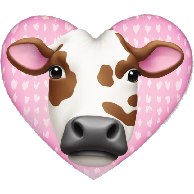 Heart with pink and white cow print pattern emoji