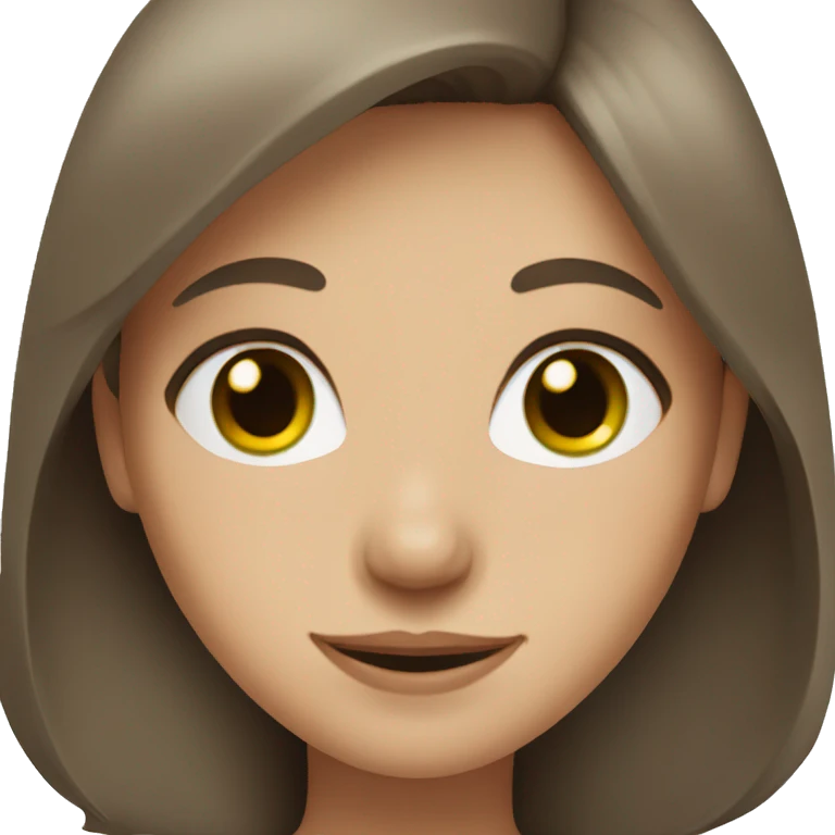 Girl with grey and green eyes smiling with brown hair  emoji