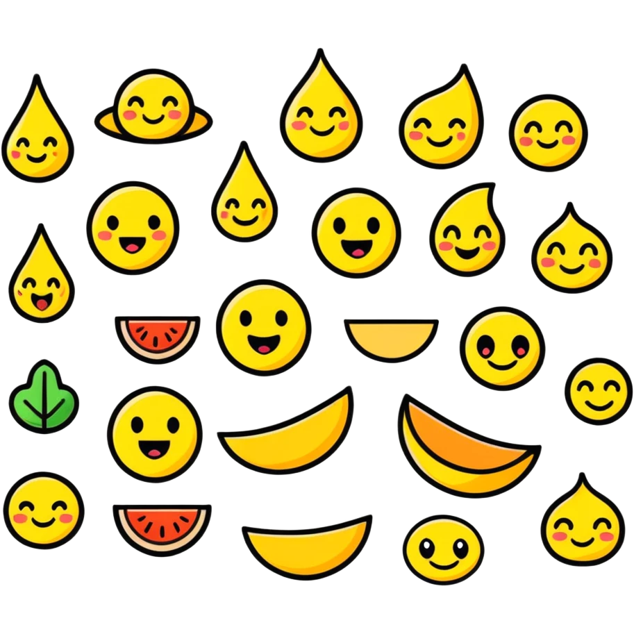 Cute emojis, light blue with white background  emoji
