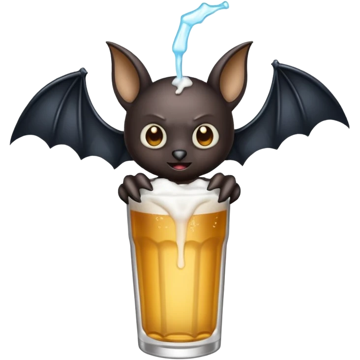 black bat drinkig sprite emoji
