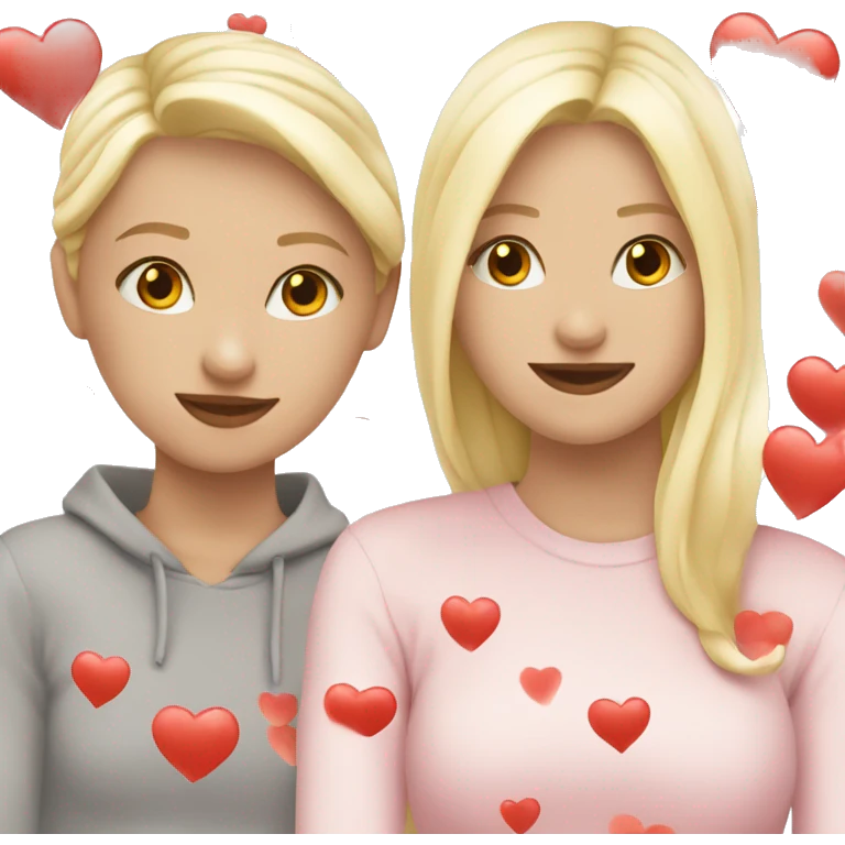 2 blonde white girls in love with hearts emoji
