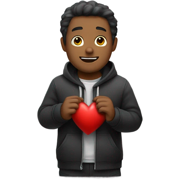 Oso abrazando un corazón negro emoji