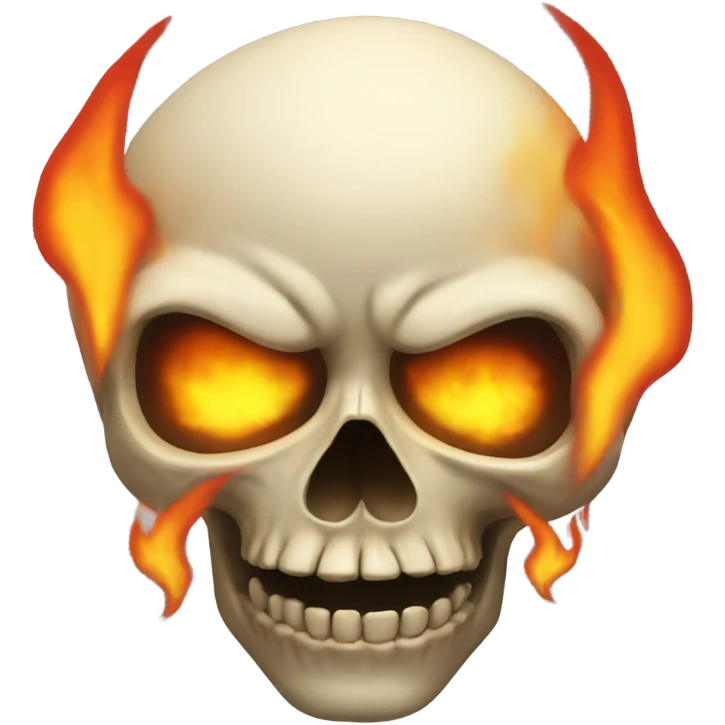 uncanny skull with flames emoji