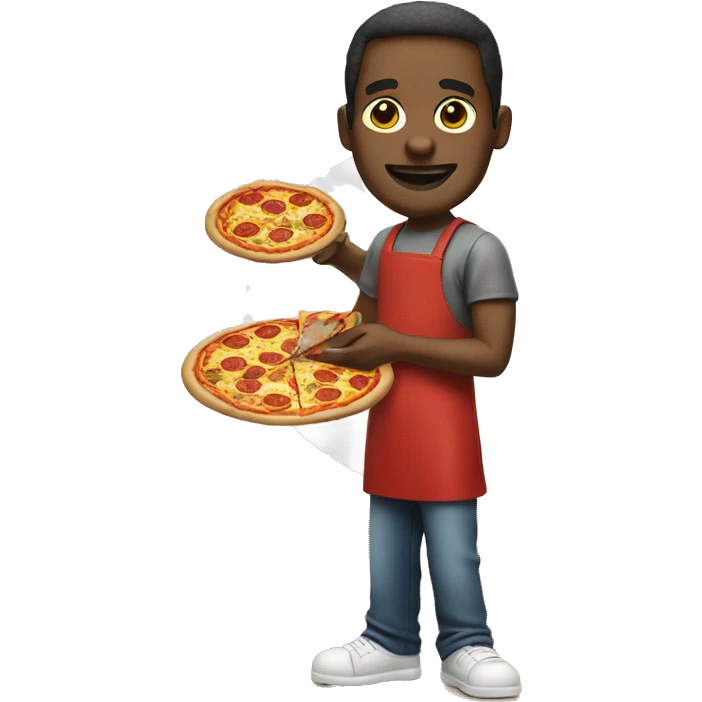 black man making a pizza emoji