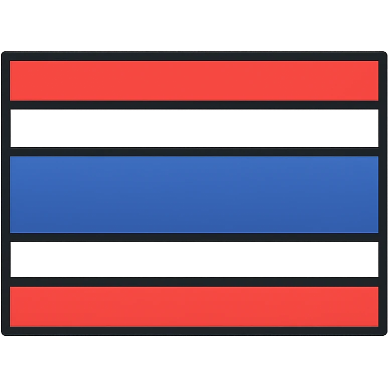 simple clean icon of the flag of Thailand with horizontal proportions and red, white, and blue colors emoji
