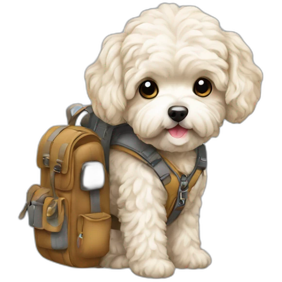 traveler maltipoo with backpack emoji