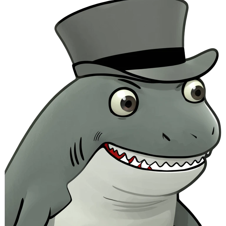 Shark with a top hat emoji