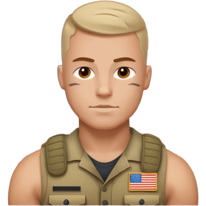 generate white powerful american soldier with small usa flag on shoulder emoji