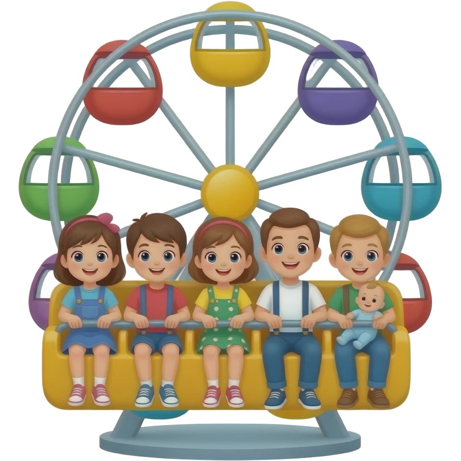 Toca life amusement park 6 children and one adult one baby is in the ferris wheel emoji