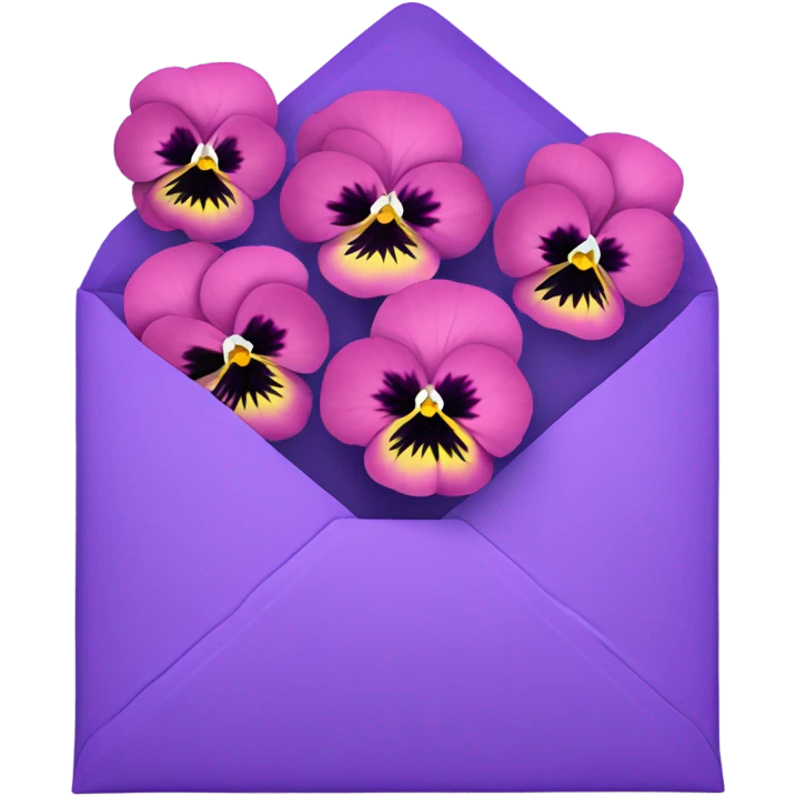 pink pansies placed in a purple aesthetic envelope  emoji