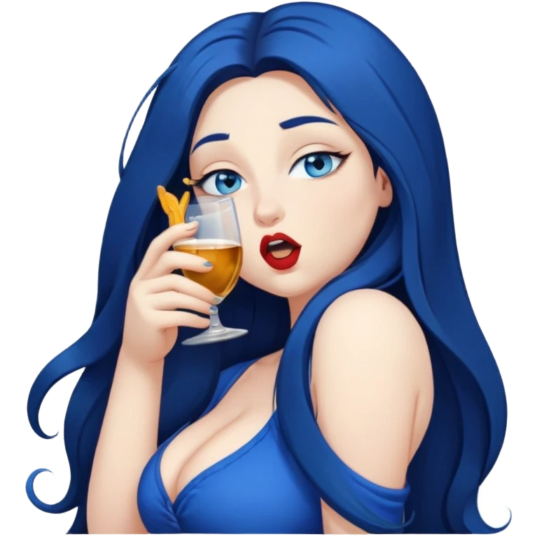 1girl,crazy drunk pose {{curvy}} dark blue {very long straight hair} {{on top}} blueeyes,fullbody,kissing  qsuperman emoji