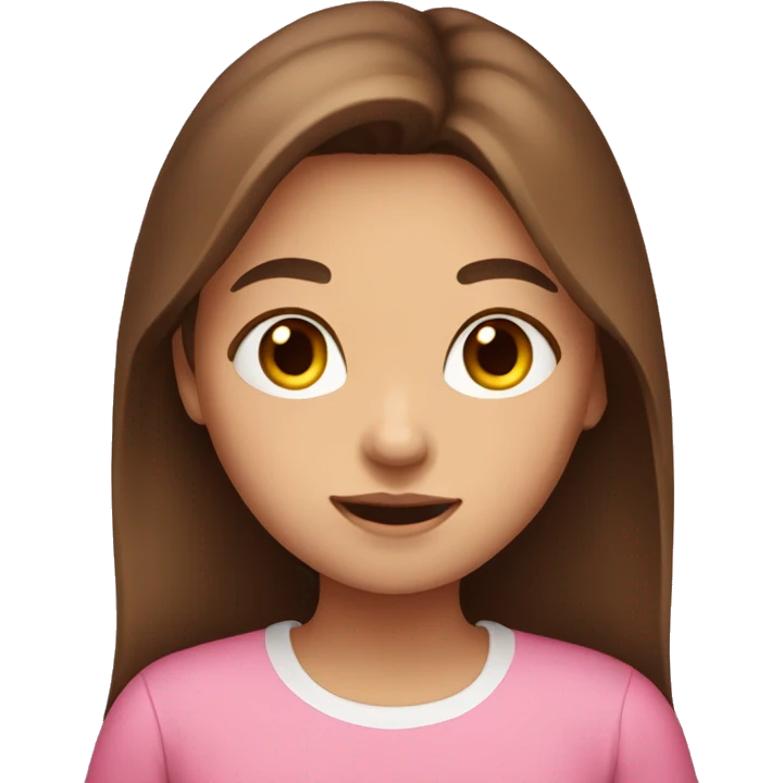 cute girl with long brown hair and a pink shirt emoji