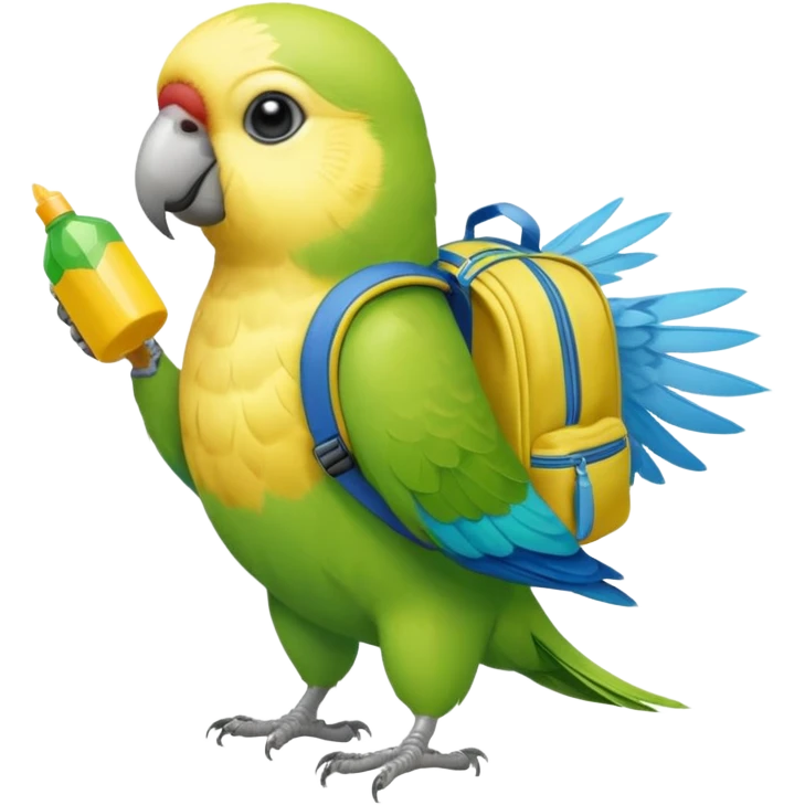 Parakeet with backpack emoji
